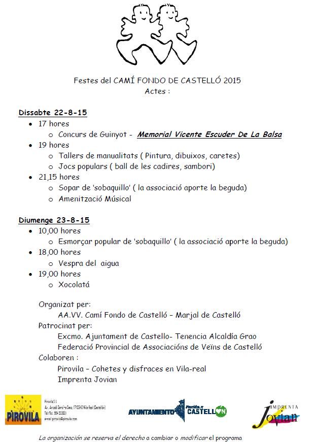 Av. Cam Fondo de Castell:Fiestas 2015